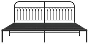Πλαίσιο Κρεβατιού με Κεφαλάρι Μαύρο 200 x 200 εκ. Μεταλλικό - Μαύρο