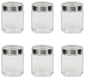 vidaXL Βάζα Αποθήκευσης 6 τεμ. 1200 ml με Ασημί Καπάκι
