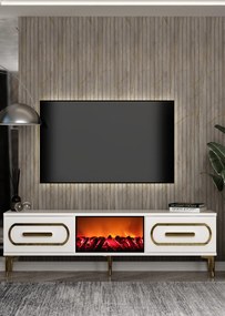 Stewehome Έπιπλο τηλεόρασης με εστία και ντουλάπι 150x30x41 cm