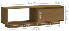 Έπιπλο Τηλεόρασης Μελί 110 x 30 x 33,5εκ από Μασίφ Ξύλο Πεύκου - Καφέ