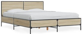 vidaXL Πλαίσιο Κρεβατιού Sonoma Δρυς 140x190 εκ. Επεξ. Ξύλο & Μέταλλο
