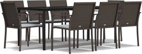 vidaXL Σετ Τραπεζαρίας Κήπου 9 τεμ. Συνθ. Ρατάν / Ατσάλι με Μαξιλάρια