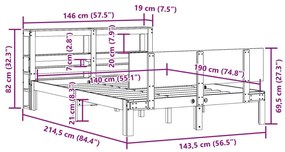 Πλαίσιο Κρεβατιού με Κεφαλάρι 140 x 190 εκ. Μασίφ Πεύκο - Καφέ