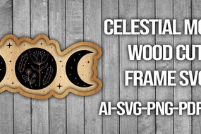 Σετ των 2 Intra απο ξύλο plywood 3mm-4mm πάχος Πλαίσιο κοπής ξύλου Celestial Moon Δίασταση 20x30 cm INTRAFABR-46088515