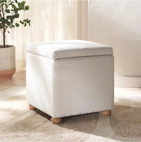 Stewehome Πολυχρηστικό Πουφ MALE με Αποθήκη Wellsoft Υπόλευκο 48x48x43 cm