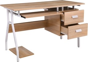 UNIT Γραφείο Η/Υ Μέταλλο Βαφή Άσπρο, Melamine Απόχρωση Sonoma   1τμχ