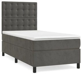 ΚΡΕΒΑΤΙ BOXSPRING ΜΕ ΣΤΡΩΜΑ ΣΚΟΥΡΟ ΓΚΡΙ 80X200 ΕΚ. ΒΕΛΟΥΔΙΝΟ 3143230