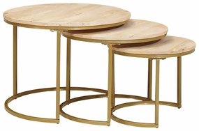 vidaXL Τραπεζάκια Καφέ Στερεών 3 pcs Μασίφ ξύλο μάνγκο και χάλυβας