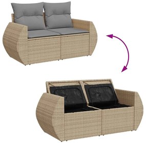 vidaXL Σαλόνι Κήπου Σετ 7 τεμ. Μπεζ Συνθετικό Ρατάν με Μαξιλάρια