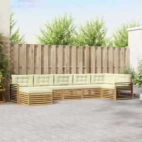 vidaXL Σειρά Καναπέ Εξωτερικού με μαξιλάρι 7 pcs Λευκό και Κρεμ