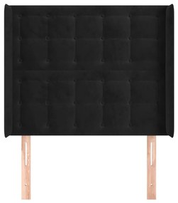 Κεφαλάρι με Πτερύγια Μαύρο 83x16x118/128 εκ. Βελούδινο - Μαύρο