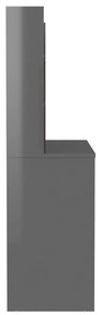 Έπιπλο Μακιγιάζ με Φωτισμό LED Λαμπερό Γκρι 100x40x135 εκ. MDF - Γκρι