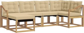 vidaXL Σειρά Καναπέ Εξωτερικού με μαξιλάρι 6 pcs Λευκό και Μπεζ