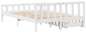 vidaXL Σκελετός Κρεβ. Χωρίς Στρώμα Λευκό 160x200 εκ Μασίφ Πεύκο
