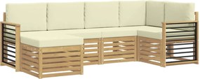 vidaXL Σειρά Καναπέ Εξωτερικού 6 pcs Λευκό και Κρεμ Πολυεστέρας