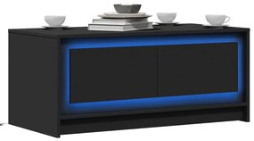 vidaXL Τραπεζάκι Σαλονιού με LED Φώτα Μαύρο από Επεξ. Ξύλο