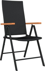 vidaXL Σετ Τραπεζαρίας Κήπου 7 Τεμαχίων Μαύρο