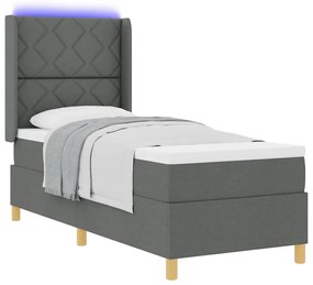 vidaXL Κρεβάτι με ελατήρια με στρώμα Γκρι 80 x 200 cm ύφασμα
