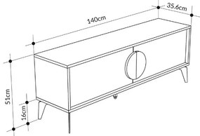 Έπιπλο τηλεόρασης Gora Megapap χρώμα sapphire oak - λευκό 140x35,6x51εκ.