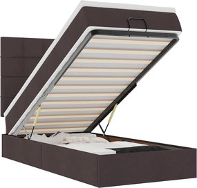 vidaXL Οθωμανικό κρεβάτι με στρώμα σκούρο καφέ 100x200cm ύφασμα