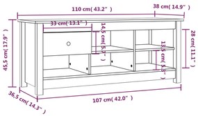 Παπουτσοθήκη Μελί 110x38x45,5 εκ. από Μασίφ Ξύλο Πεύκου - Καφέ