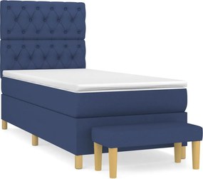 vidaXL Κρεβάτι Boxspring με Στρώμα Μπλε 80x200 εκ. Υφασμάτινο