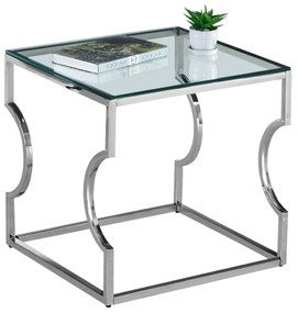 Auxiliary Table Amara  with glass and base chromed 55x55x55