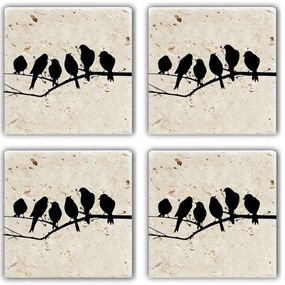 Σουβέρ (Σετ 4Τμχ) 366TYR1131 10x10x1cm Ecru-Black Hermia Hermia Rock