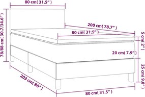 vidaXL Κρεβάτι Boxspring με Στρώμα Μπλε 80x200 εκ. Υφασμάτινο