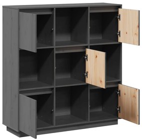 vidaXL Ντουλάπι Ψηλό Γκρι 110,5 x 35 x 117 εκ. από Μασίφ Ξύλο Πεύκου