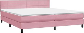 vidaXL Κρεβάτι Boxspring με Στρώμα &amp; LED Ροζ 180x210 εκ. Βελούδινο