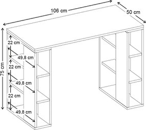 Γραφείο εργασίας Colmar Megapap χρώμα ανθρακί - λευκό 106x50x75εκ.