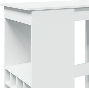vidaXL Τραπέζι Μπαρ με Ράφια Λευκό 90x47,5x103,5 εκ. Επεξεργ. Ξύλο