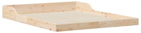 vidaXL Σκελετός Κρεβατιού Καφέ 140 x 210 cm Μασίφ ξύλο πεύκου