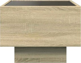 vidaXL Τραπέζι Βοηθητικό με LED Δρυς 40x40x30 εκ. Επεξεργασμένο Ξύλο