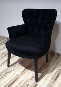 Stewehome Πολυθρόνα μονή με πόδια από ξύλο Μαύρο 60x48x48 cm