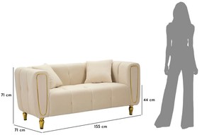 ALMA Διθέσιος Καναπές με Μαξιλάρια Μπεζ 155x81