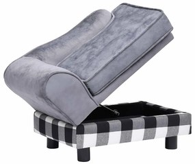 vidaXL Καναπές - Κρεβάτι Σκύλου Γκρι 57 x 34 x 36 εκ. Βελουτέ