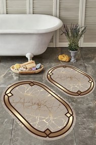 Stewehome Σετ 2 τεμαχίων οβάλ πατάκια μπάνιου με αντιολισθητική βάση Χρυσό 60x100x6 cm