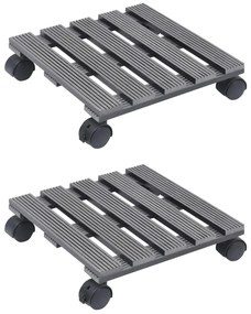 vidaXL Βάσεις για Γλάστρες με Ρόδες 2 τεμ. Γκρι 30x30x7,5 εκ. από WPC