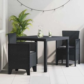 vidaXL Σετ Τραπεζαρίας Κήπου 3 pcs Ανθρακί 100 x 100 x 73 εκ