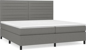 vidaXL Κρεβάτι Boxspring με Στρώμα Σκούρο Γκρι 200x200 εκ. Υφασμάτινο