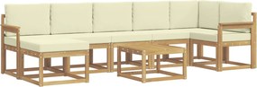 vidaXL Σειρά Καναπέ Εξωτερικού 8 pcs Λευκό και Κρεμ Πολυεστέρας