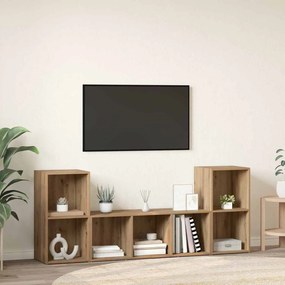 vidaXL Σετ επίπλου τηλεόρασης 3 pcs Καφέ Επεξεργασμένο ξύλο