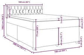 Κρεβάτι Boxspring με Στρώμα Σκούρο Γκρι 160x200 εκ Υφασμάτινο - Γκρι