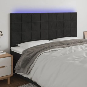 Κεφαλάρι Κρεβατιού LED Μαύρο 200x5x118/128 εκ. Βελούδινο 3122492