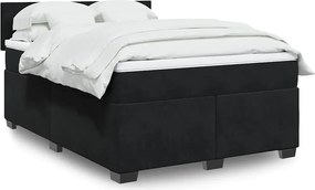 vidaXL Κρεβάτι Boxspring με Στρώμα Μαύρο 160x200 εκ. Βελούδινο