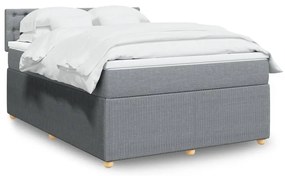 vidaXL Κρεβάτι Boxspring με Στρώμα Ανοιχτό Γκρι 140x190 εκ. Υφασμάτινο