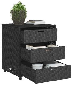 vidaXL Ντουλάπι Αποθήκευσης Κήπου Μαύρο 55x59x69 εκ. Συνθετικό Ρατάν
