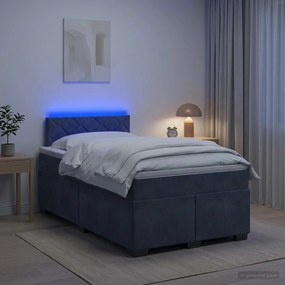 vidaXL Κρεβάτι Box Spring με Στρώμα και LED Σκούρο Γκρι 120 x 190 cm